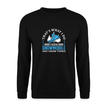 Je fais de la motoneige et je sais des choses - Sweat-shirt Unisexe - noir - Devant - Alina (178cm) & Michal (187cm)