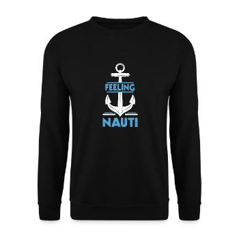 Nauti Bateau Nautique Marin Voile Capitaine Ancre - Sweat-shirt Unisexe - noir - Devant - Alina (178cm) & Michal (187cm)