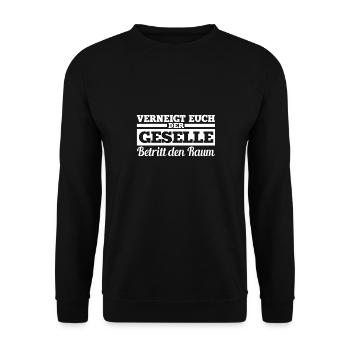Ausbildung Bestanden Geselle Gesellenprüfung - Unisex Pullover - Schwarz - Vorne - Alina (178cm) & Michal (187cm)