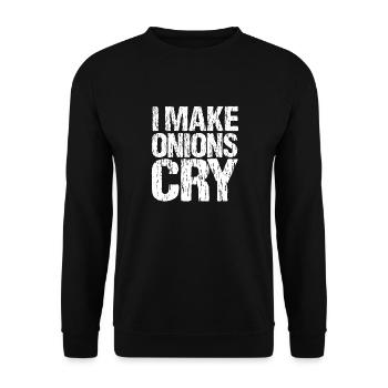 Drôle de cuisinier j’apporte des oignons pour pleurer - Sweat-shirt Unisexe - noir - Devant - Alina (178cm) & Michal (187cm)