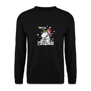 Joyeux Noël Licorne Cadeau veille de Noël - Sweat-shirt Unisexe - noir - Devant - Alina (178cm) & Michal (187cm)