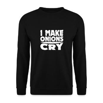 Drôle de cuisinier j’apporte des oignons pour pleurer - Sweat-shirt Unisexe - noir - Devant - Alina (178cm) & Michal (187cm)