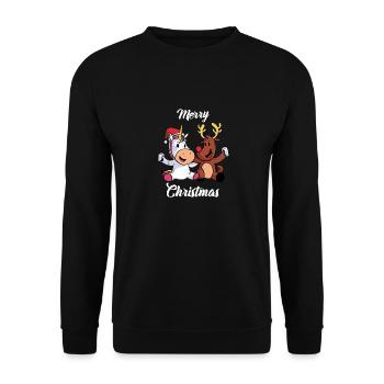 Joyeux Noël Licorne Rennes Réveillon de Noël - Sweat-shirt Unisexe - noir - Devant - Alina (178cm) & Michal (187cm)