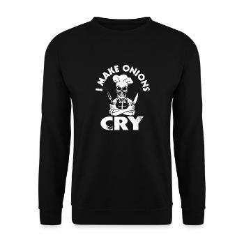 Drôle de cuisinier j’apporte des oignons pour pleurer - Sweat-shirt Unisexe - noir - Devant - Alina (178cm) & Michal (187cm)