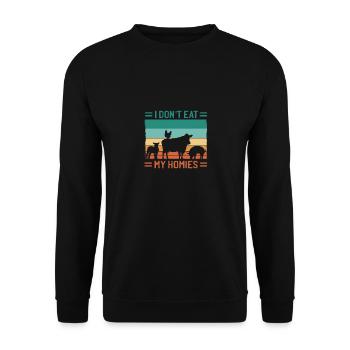 I Don't Eat My Homies, Vegan, Vegetarian, - Unisex Sweatshirt - black - Front - Alina (178cm) & Michal (187cm)