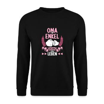 Oma Enkel Freunde fürs Leben Omi Oma - Unisex Pullover - Schwarz - Vorne - Alina (178cm) & Michal (187cm)