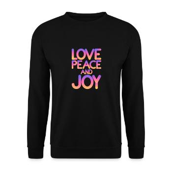 Love peace and joy - Unisex Sweatshirt - black - Front - Alina (178cm) & Michal (187cm)