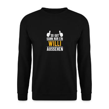 Willi Vorname Name Geschenk - Unisex Pullover - Schwarz - Vorne - Alina (178cm) & Michal (187cm)