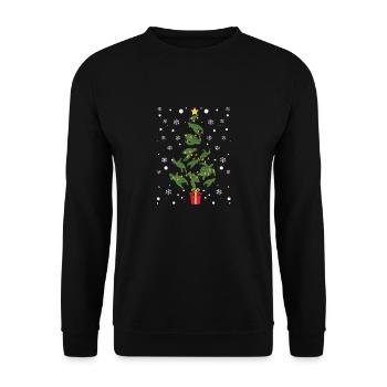 Sea Turtle Christmas Tree Animal Xmas PJs - Unisex Sweatshirt - black - Front - Alina (178cm) & Michal (187cm)