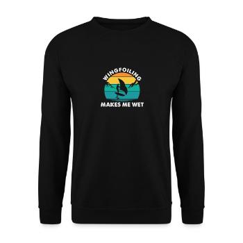 Wingfoiling Makes Me Wet, Lustig Wing Surfing - Unisex Sweatshirt - black - Front - Alina (178cm) & Michal (187cm)