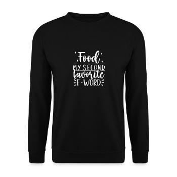 My Second Favorite F Word Lustiger Essen Liebhaber - Unisex Pullover - Schwarz - Vorne - Alina (178cm) & Michal (187cm)