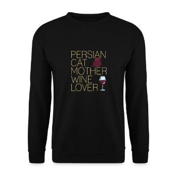 Persian Cat Mother Wine Lover Cute Designs - Unisex Pullover - Schwarz - Vorne - Alina (178cm) & Michal (187cm)