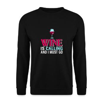 Le vin appelle et je dois aller rétro drôle - Sweat-shirt Unisexe - noir - Devant - Alina (178cm) & Michal (187cm)