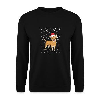 Weihnachtsmannmütze Chihuahua Chiwawa Hund - Unisex Pullover - Schwarz - Vorne - Alina (178cm) & Michal (187cm)
