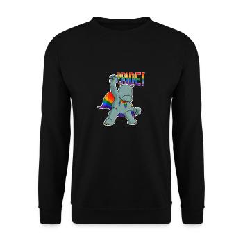 Hippo I LGBTQ Flag I Rainbow Flag I Gay Pride - Unisex Pullover - Schwarz - Vorne - Alina (178cm) & Michal (187cm)