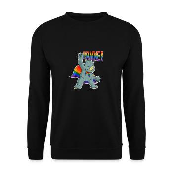 Rhino I LGBTQ Flag I Rainbow Flag I Gay Pride - Unisex Pullover - Schwarz - Vorne - Alina (178cm) & Michal (187cm)