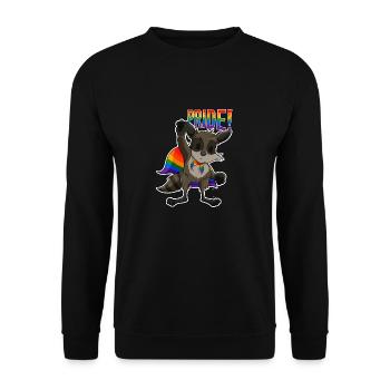 Racoon I LGBTQ Flag I Rainbow Flag I Gay Pride - Unisex Pullover - Schwarz - Vorne - Alina (178cm) & Michal (187cm)