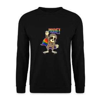 Sloth I LGBTQ Flag I Rainbow Flag I Gay Pride - Unisex Pullover - Schwarz - Vorne - Alina (178cm) & Michal (187cm)