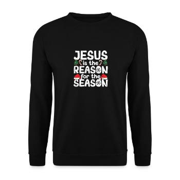 Xmas Christian Christmas Jesus is the reason - Unisex Sweatshirt - black - Front - Alina (178cm) & Michal (187cm)
