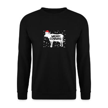Merry Cowmas Lustige Kuh Weihnachten Pyjamas Weih - Unisex Pullover - Schwarz - Vorne - Alina (178cm) & Michal (187cm)
