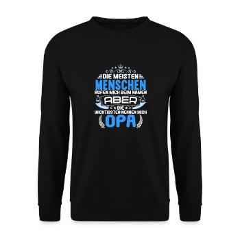 Die wichtigsten Menschen nennen mich Opa - Unisex Pullover - Schwarz - Vorne - Alina (178cm) & Michal (187cm)