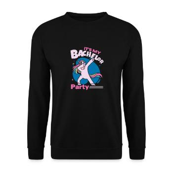It's My Bachelor Party For Men Naughty Funny Groom - Unisex Pullover - Schwarz - Vorne - Alina (178cm) & Michal (187cm)