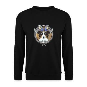 Australian Shepherd I Valhalla I Viking - Unisex Pullover - Schwarz - Vorne - Alina (178cm) & Michal (187cm)