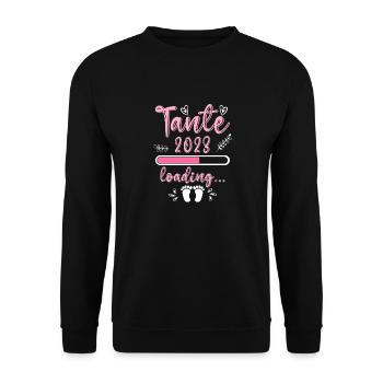 Tante 2023 loading Nichte Neffe Baby Tanten - Unisex Pullover - Schwarz - Vorne - Alina (178cm) & Michal (187cm)