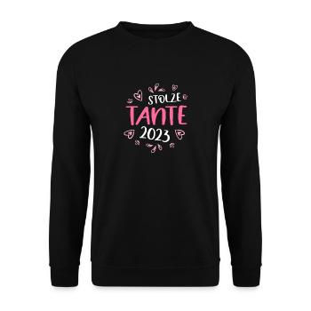 stolze frischgebackene Tante Nichte - Unisex Pullover - Schwarz - Vorne - Alina (178cm) & Michal (187cm)