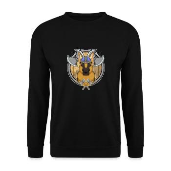 German Shepherd I Valhalla I Viking - Unisex Pullover - Schwarz - Vorne - Alina (178cm) & Michal (187cm)
