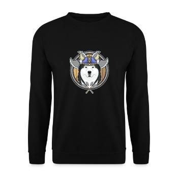 Siberian Husky I Valhalla I Viking - Unisex Pullover - Schwarz - Vorne - Alina (178cm) & Michal (187cm)