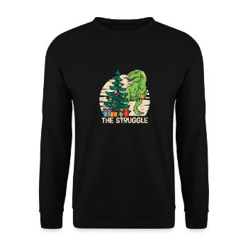Xmas PJ Trex Dino Funny Christmas Tree Dinosaur - Unisex Sweatshirt - black - Front - Alina (178cm) & Michal (187cm)