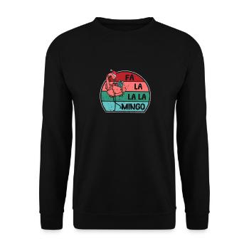 Fa La Mingo Drôle d’amoureux des flamants roses de Noël - Sweat-shirt Unisexe - noir - Devant - Alina (178cm) & Michal (187cm)