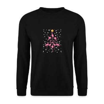Flamingo Christmas Tree Bird Animal Xmas PJs Pyjamas - Unisex Sweatshirt - black - Front - Alina (178cm) & Michal (187cm)