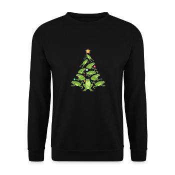 Grenouilles Arbre de Noël Drôle d’animal Amour Grenouille - Sweat-shirt Unisexe - noir - Devant - Alina (178cm) & Michal (187cm)