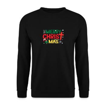 Merry Christmas Christian Jesus Christ PJs - Unisex Sweatshirt - black - Front - Alina (178cm) & Michal (187cm)