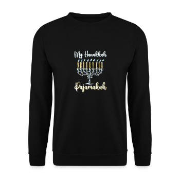 My Hanukkah Pajamakah - Menorah Lights Hanukkah - Sweat-shirt Unisexe - noir - Devant - Alina (178cm) & Michal (187cm)