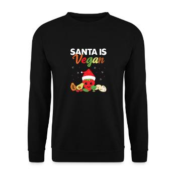 Santa Is Vegan, Vegan Live, Frohe Weihnachten - Unisex Pullover - Schwarz - Vorne - Alina (178cm) & Michal (187cm)
