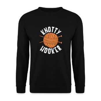 Knotty hooker – Fil de crochet et de tricot - Sweat-shirt Unisexe - noir - Devant - Alina (178cm) & Michal (187cm)