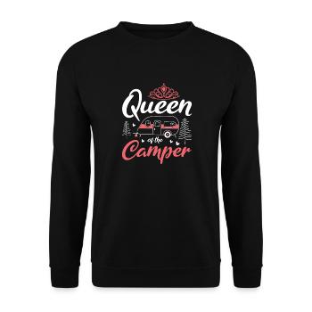 Queen Of The Camper Camping Caravan - Unisex Pullover - Schwarz - Vorne - Alina (178cm) & Michal (187cm)