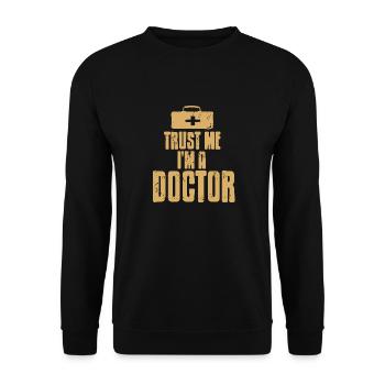 Trust Me I'm A Doctor Retro Cool Funny T-Shirt - Unisex Pullover - Schwarz - Vorne - Alina (178cm) & Michal (187cm)