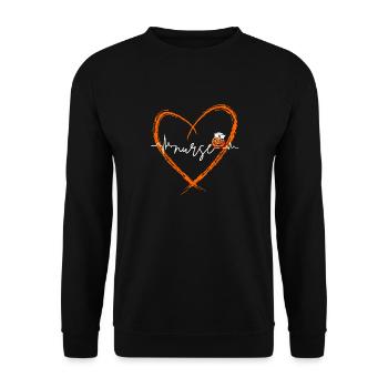EKG Heartbeat Love Nurse RN Pumpkin Halloween - Unisex Pullover - Schwarz - Vorne - Alina (178cm) & Michal (187cm)