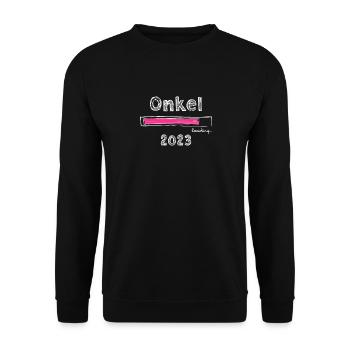 Onkel 2023 loading Nichte Neffe Baby - Unisex Pullover - Schwarz - Vorne - Alina (178cm) & Michal (187cm)