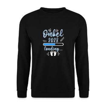 Onkel 2023 loading Nichte Neffe Baby - Unisex Pullover - Schwarz - Vorne - Alina (178cm) & Michal (187cm)
