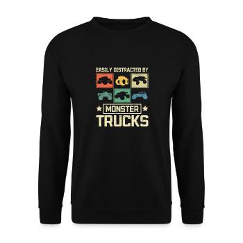 Easily distracted by Monster trucks - Unisex Sweatshirt - black - Front - Alina (178cm) & Michal (187cm)
