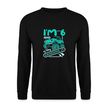 J’ai 6 ans et je l’écrase Monster truck - Sweat-shirt Unisexe - noir - Devant - Alina (178cm) & Michal (187cm)