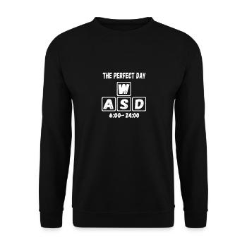PC Gamer Der Perfekte Tag WASD 6 bis 24 Uhr - Unisex Pullover - Schwarz - Vorne - Alina (178cm) & Michal (187cm)