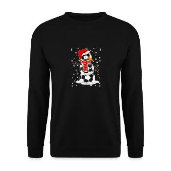 Football Player Snowman Xmas PJs Christmas - Unisex Sweatshirt - black - Front - Alina (178cm) & Michal (187cm)