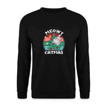 Drôle de chat Miaou Pyjama de Noël Chats Noël - Sweat-shirt Unisexe - noir - Devant - Alina (178cm) & Michal (187cm)
