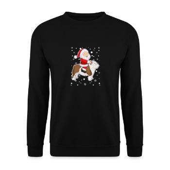 Santa Riding English Bulldog Christmas PJs - Unisex Sweatshirt - black - Front - Alina (178cm) & Michal (187cm)